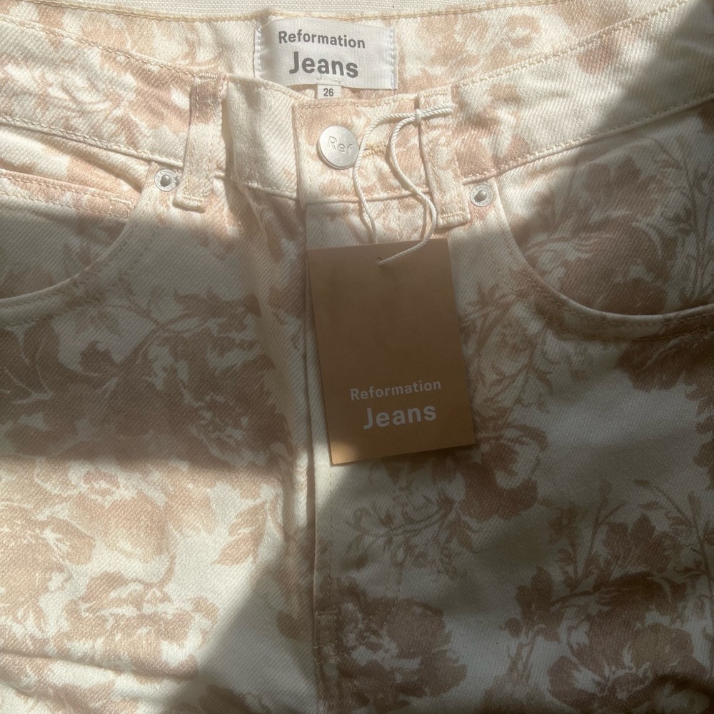 Reformation Beige Floral Women Jeans